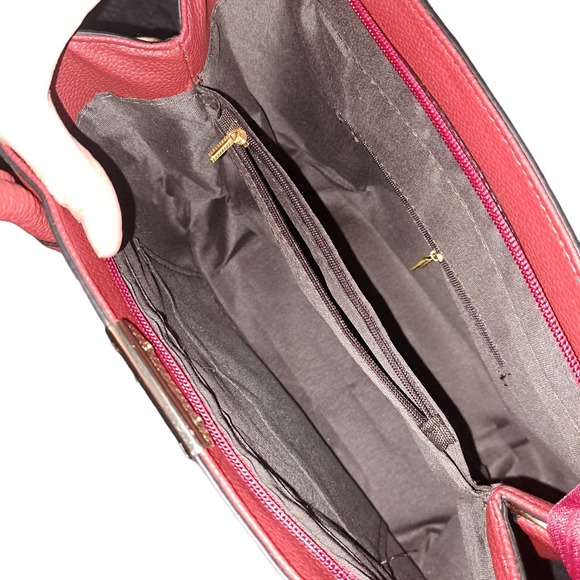 NWT- Beautiful-Elegant-Classic Matte Red Vegan Leather Top handle or Crossbody - Picture 4 of 6